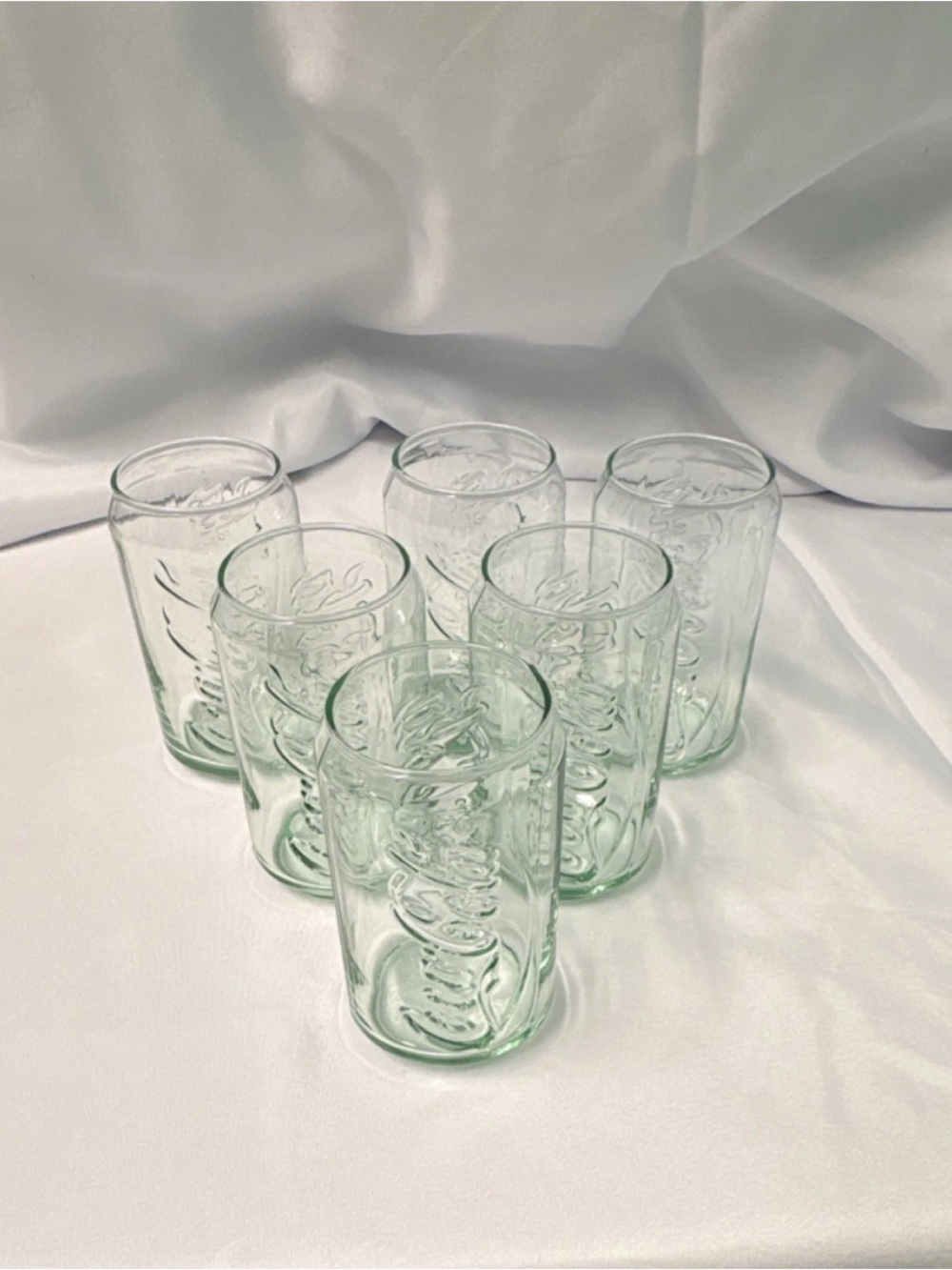 Coca Cola Light Green Embossed Glass Tumbler Set of 6